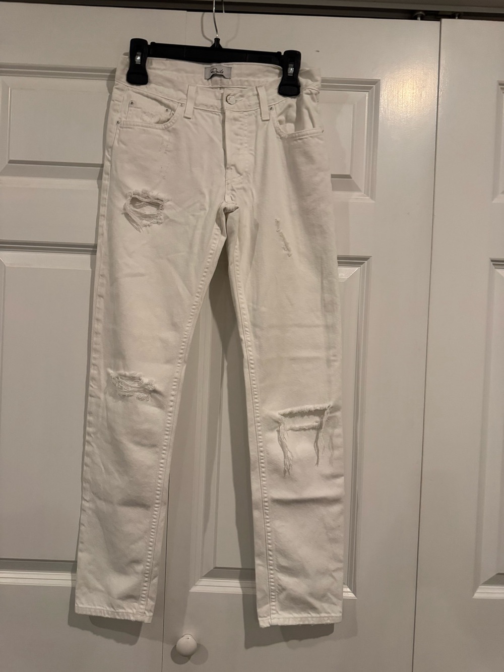 Rails Atwater White Distressed Straight Leg Jeans Size 24 Button Fly